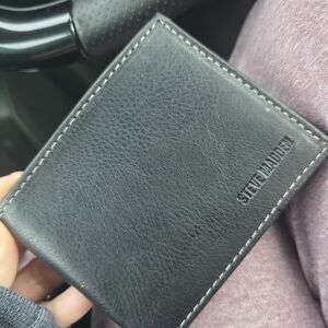 Steve Madden Charcoal Leather Card Holder